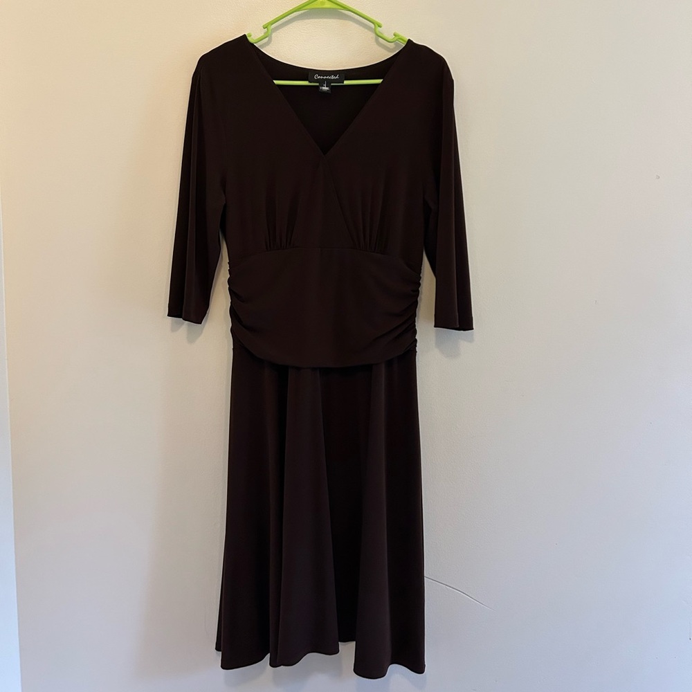 Connected Vintage Brown Rouched V Neck Fairy Dress